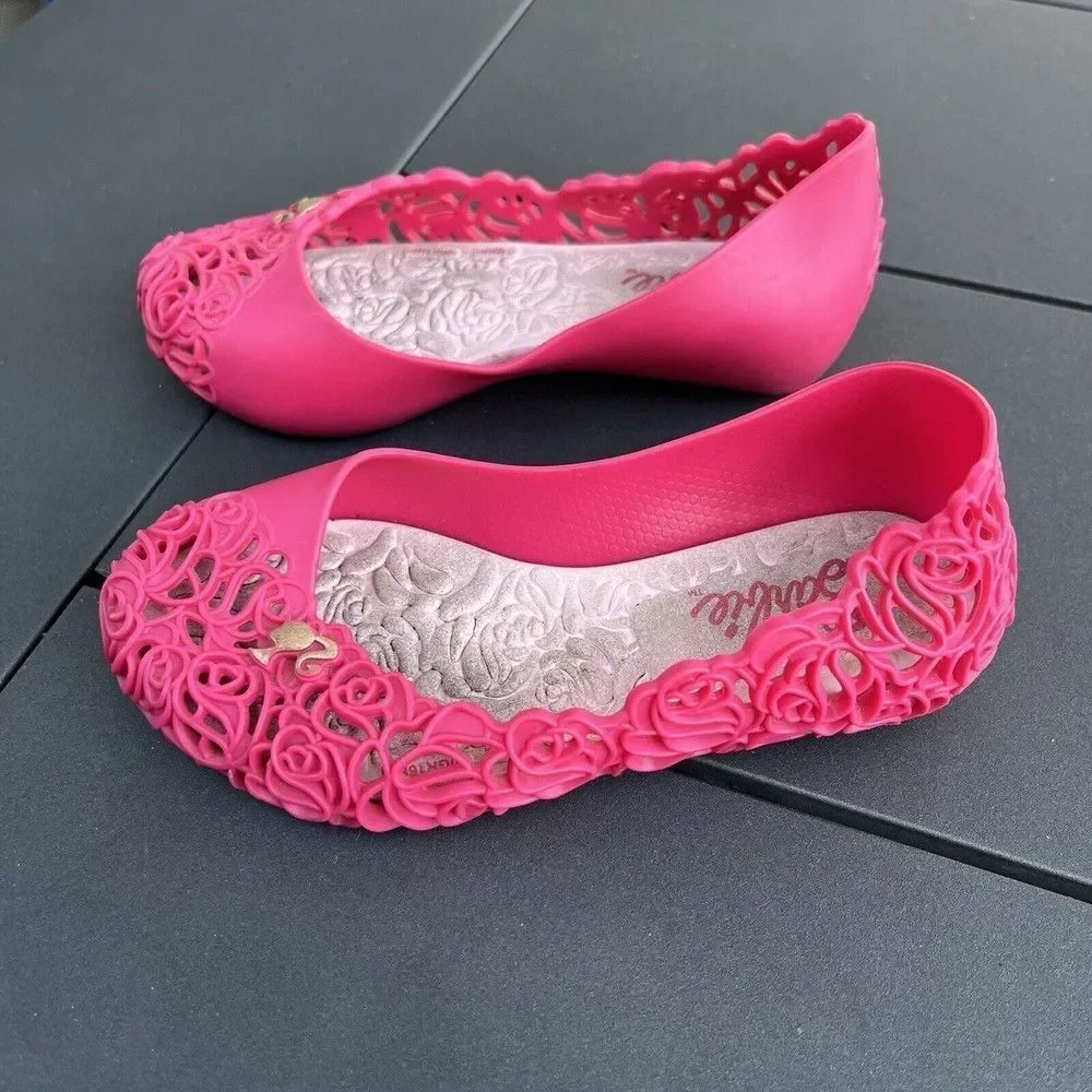 Grendene Kids Barbie Floral Pink Slip On Jelly Flats Shoes Toddler Girls Size 9